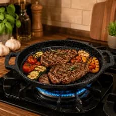 Chapa Grill Redonda Antiaderente Para Churrasco Hamburguer Carne Ovo Legumes