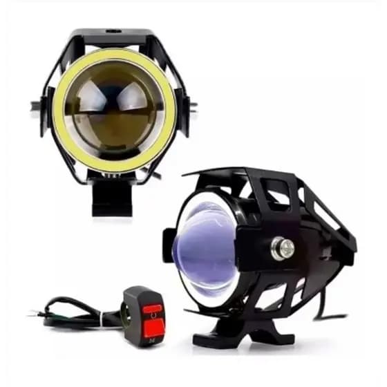 Farol De Milha Modelo U7 Mini Moto Auxiliar + Botão Interruptor