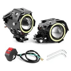 Farol Led De Milha Auxiliar U7 Mini Angel Eyes 12v + Botão Interruptor