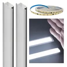 Perfil LED Embutir 25x7 2x1m Fita LED 2m Branco Frio Direto na Rede Sem Fonte Perfil Alumínio Ilunato