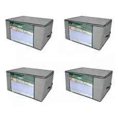 Kit 4 Organizadores Multiuso  Cinza  com Zíper 60x45x30cm - Envio Rápido!