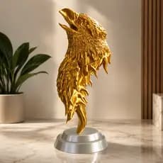 Estátua Águia Decorativa Dourada 38cm Escultura Luxo Para Sala Escritório