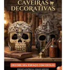 Caveira Decorativa Elmo Medieval Viking ou Espartano em Resina - Enfeite Premium Decoração Geek