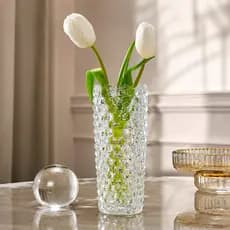 Vaso de Vidro Bubble Decorativo Transparente Porta Flores Centro de Mesa Sala 19x7,5cm