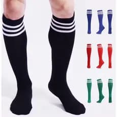 1 / 2 / 3 Pares de Meião de Futebol Listras Meia Cano Alto Jogador de Futebol Adulto