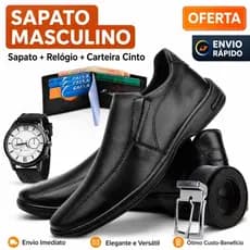 Sapato Social Masculino Confortável  Faça sua escolha  Sapato+ Relógio + Cinto + Carteira Sapato