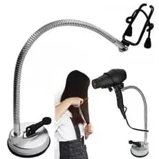 Suporte Secador Cabelo Parede Ventosa Vidro Azulejo Articulavel Flexivel Banheiro Casa Penteadeira Portatil