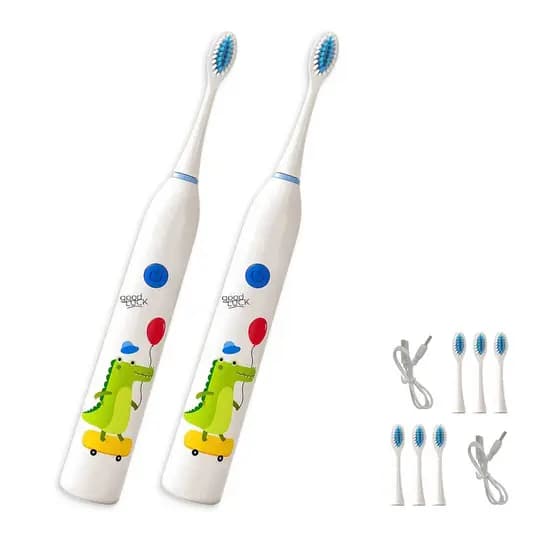 Escova Dental Eletrica 6 Modos Kit 2 Uni Recarregavel Higiene Oral Gengiva Lingua Limpeza Bucal Profunda Saude