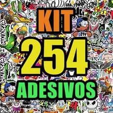 Kit 254 Adesivos Para Capacete Alta Resolução Cartela aprova d'agua - Personagens Frases e Simbolos