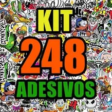 Kit 248 Adesivos Para Carro Alta Resolução Cartela aprova d'agua - Personagens Frases e Simbolos