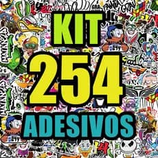 Kit 254 Adesivos 244 De Grau Alta Resolução Cartela aprova d'agua - Personagens Frases e Simbolos