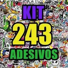 Kit 243 Adesivos De Bike Alta Resolução Cartela aprova d'agua - Personagens Frases e Simbolos