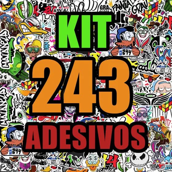 Kit 243 Adesivos Para Capacete Alta Resolução Cartela aprova d'agua - Personagens Frases e Simbolos