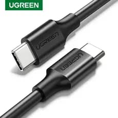 CABO UGREEN USB-C/USB-C,  2Mt, Fast 60W, cor Preto, carregamento rápido de 20V 3A