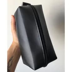 Necessaire Couro Sintético Viagem Maquiagem Compacta Grande Bolsa De Mão Organizador Feminino Masculino Impermeável
