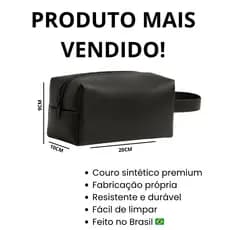 Necessaire Em Couro Sintético Feminina Masculina Impermeável Grande Organizadora Estojo Bolsa Cosméticos Maquiagem