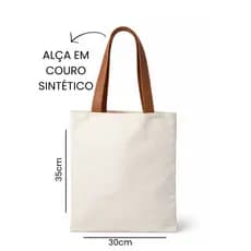 Ecobag Bolsa Sacola Reutilizável com Alça em Couro Sintético 35x30cm Lisa para Personalizar