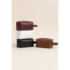 Necessaire Em Couro Sintético Feminino Masculino Estojo Grande Organizador Impermeável Cosméticos Maquiagem Banho Viagem
