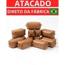 KIT COM 6 NECESSAIRES EM COURO SINTÉTICO BOLSA DE MÃO COSMÉTICOS MAQUIAGEM ATACADO FEMININO MASCULINO GRANDE BRINDE