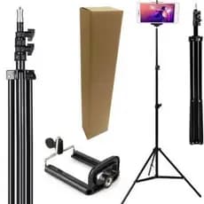 Tripé 2,10m Profissional Câmera Celular Telescópico Pedestal Robusto Para Iluminador Ring Light Suporte Vlog Foto Vídeo