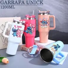 Caneca Stitch Térmica Inox 1200ML Garrafa Térmica Inoxidável com tampa e canudo