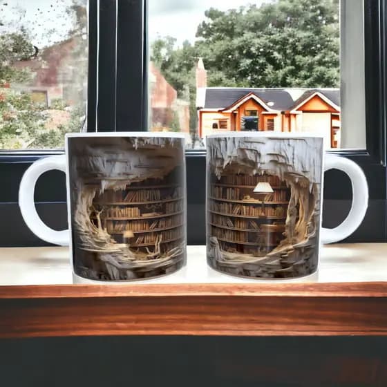 xícara livros para café em porcelana