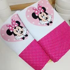 Pano de Prato Minnie - coração da Minnie Disney 100% algodão