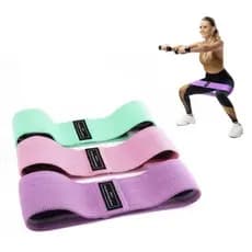 Faixa Elastica Tecido Hip Bands Kit 3 Unidades Mini Band Academia
