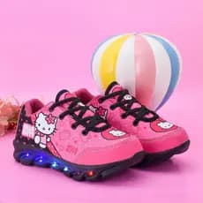 Tênis Infantil LED HELLOKIT de Menina com Led Luzinha Personagem bebe Rosa luzes coloridas 25 ao 32