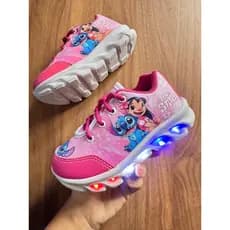 Tênis Infantil Menina Stitch Com Led Super Confortável Lançamento 25 ao 32