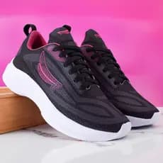 Tenis Feminino Escolar Academia Original TO FLY Corrida Caminhada Lançamento PRETO DOURADO