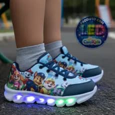 Tênis Patrulha Canina Infantil Menino LED escolar Personagem desenho animado tenis com luz Sneakers Crianças Led esporte