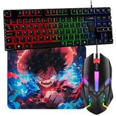 Kit Teclado TKL Gamer 80% Mouse Gamer LED 2400dpi Mouse Pad