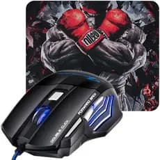 Combo Gamer Mouse + Mouse Pad Led 7 Cores Tecido Speed