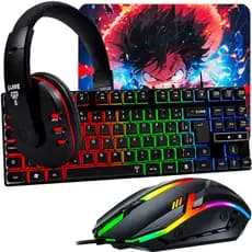 Kit Gamer Mouse Gamer 1600 Dpi Led 7 Cores Headset com Microfone Teclado RGB