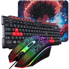 Kit Gamer Teclado Vermelho Multmidia + Mouse Gamer Led 3600 + Mouse Pad Speed