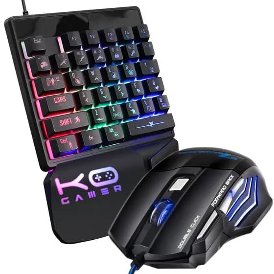 Kit Gamer Teclado Single Hand Uma Mão+ Mouse Gamer 3200Dpi X7