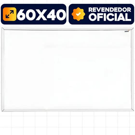 Lousa Quadro Branco 60x40cm Escolar Moldura Branca Liso Para Anotação Aulas Desenhos Quadro Moderno