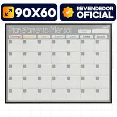 Lousa Quadro Planejador Mensal 90x60cm Planner Agenda Organizador Semana Mês Mdf Fit Cinza Stalo