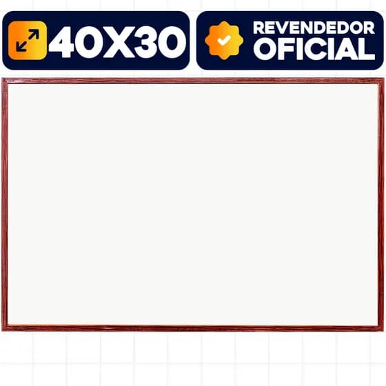 Quadro Branco Magnético 40x30cm  Moldura Madeira Mogno Lousa Branca Escolar Lisa P/ Anotações Aula