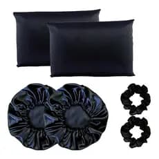 Kit 2 Touca Toca Cetim Seda Duplo- 2scrunchie+ 2 Fronhas