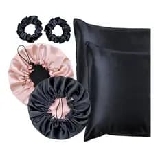 Kit 02 Toucas Cetim Dourada Luxo Anti-frizz + 02 Fronhas + Xuxinhas