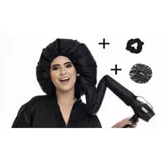 Kit anti frizz completo com touca difusora + dormir + xuxinha tudo em cetim