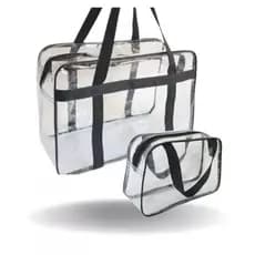 kit Bolsa Transparente e Necessárie  Grande Pvc Praia e Piscina