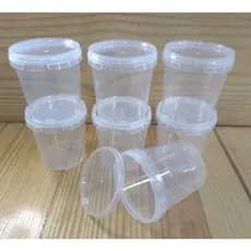 50 un Pote Plástico Redondo Cristal 500 ml com Lacre na Tampa Bolo no Pote