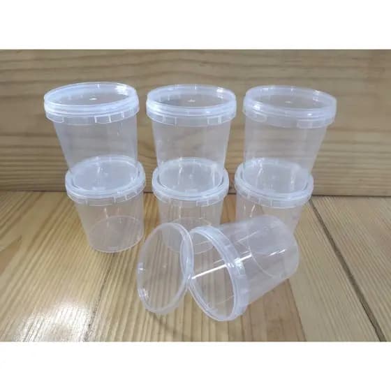 30 un Pote Plástico Redondo Cristal 500 ml com Lacre na Tampa Bolo no Pote