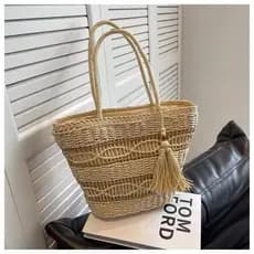 Bolsa de palha moda praia ,bolsa com borla, bolsa de ombro,  bolsa versátil de grande capacidade#Hx01-31