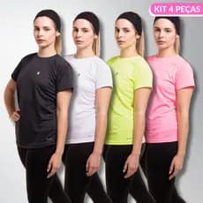 KIT 4 Camisetas Dryfit Femininas Diversas Cores Ideal Para Treino Academia Esportes