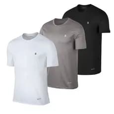 KIT 3 Camisetas Dry fit Slimfit Padrão Academia Casual Treino Musculação Esportes Exercícios Corrida Tecido Furadinho