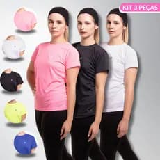 KIT 3 Camisetas Dryfit Femininas Diversas Cores Ideal Para Treino Academia Esportes